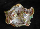 Attractive French Faience Double Encrier,
