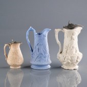 ENGLISH VICTORIAN POTTERY JUGS - CAN