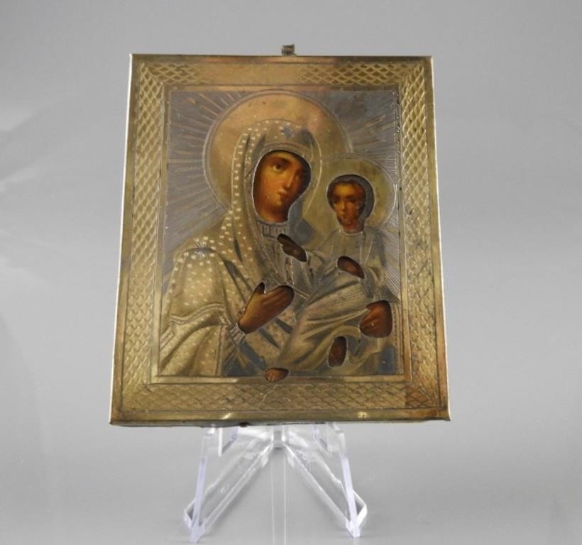 RUSSIAN ICON OF MADONNA CHRIST 3a8357