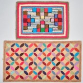 TWO HOOKED RUGSA small hooked rug with