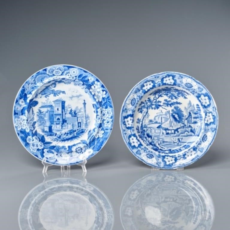 TWO STAFFORDSHIRE BLUE WHITE 3a8843