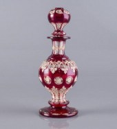 BOHEMIAN ENAMELED RUBY GLASS DECANTERA 3a8b49
