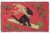 QUEBEC HOOKED CHRISTMAS RUG, CA. 1930A
