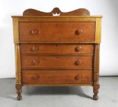 CHERRY & TIGER MAPLE CHEST OF DRAWERS,