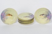 HAND PAINTED LIMOGES FISH PLATES, C.