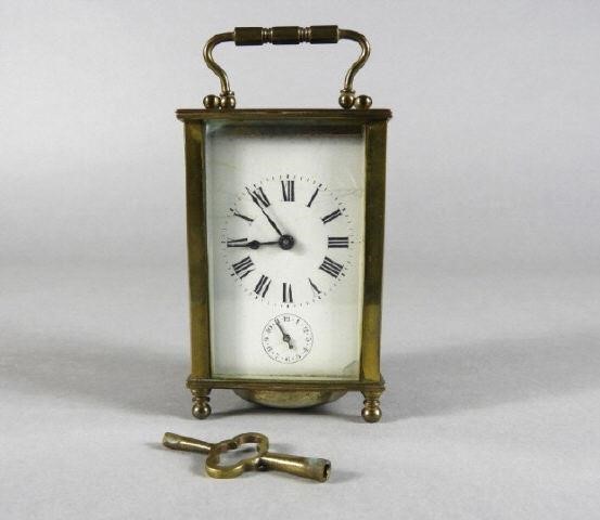 FRENCH BRASS CARRIAGE CLOCK, 20TH