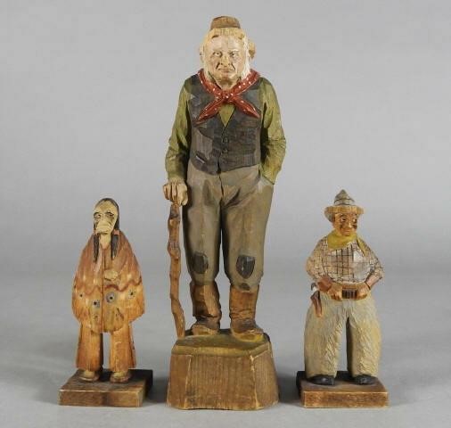 THREE CARVED PAINTED FOLK ART 3a94ad