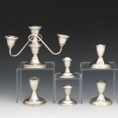 GROUP OF VARIOUS STERLING CANDLE HOLDERS