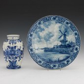 TWO DELFT POTTERY PIECES  Blue and white