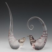 MURANO TWO ART GLASS BIRDS OF PARADISE