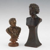TWO GERMAN BRONZE AND COPPER ALLOY CABINET