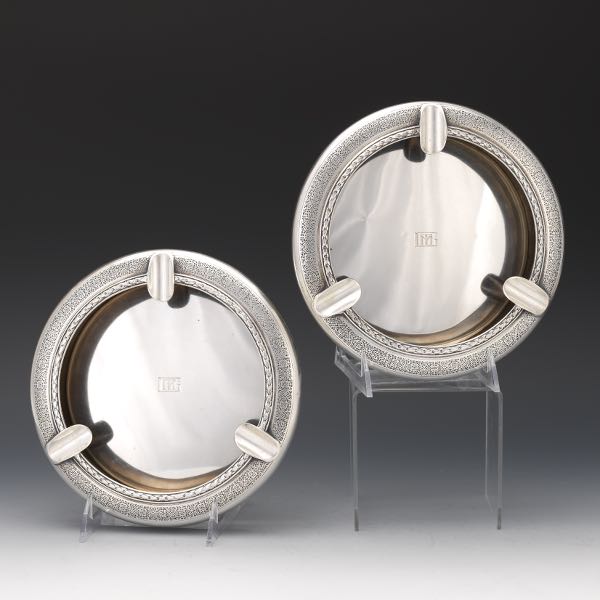 TIFFANY & CO. STERLING SILVER ASHTRAYS,
