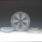 THREE GLASS BOWLS  Including: One opalescent