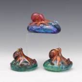 THREE OCTOPUS PAPERWEIGHTS, INCLUDING