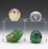 FOUR GLASS PAPERWEIGHTS, INCLUDING DAUM