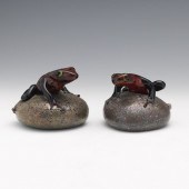 TWO ORIENT AND FLUME FROG PAPERWEIGHTS