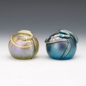 TWO ORIENT AND FLUME SNAKE PAPERWEIGHTS,