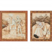 Two Persian Miniature Paintings on Ivory