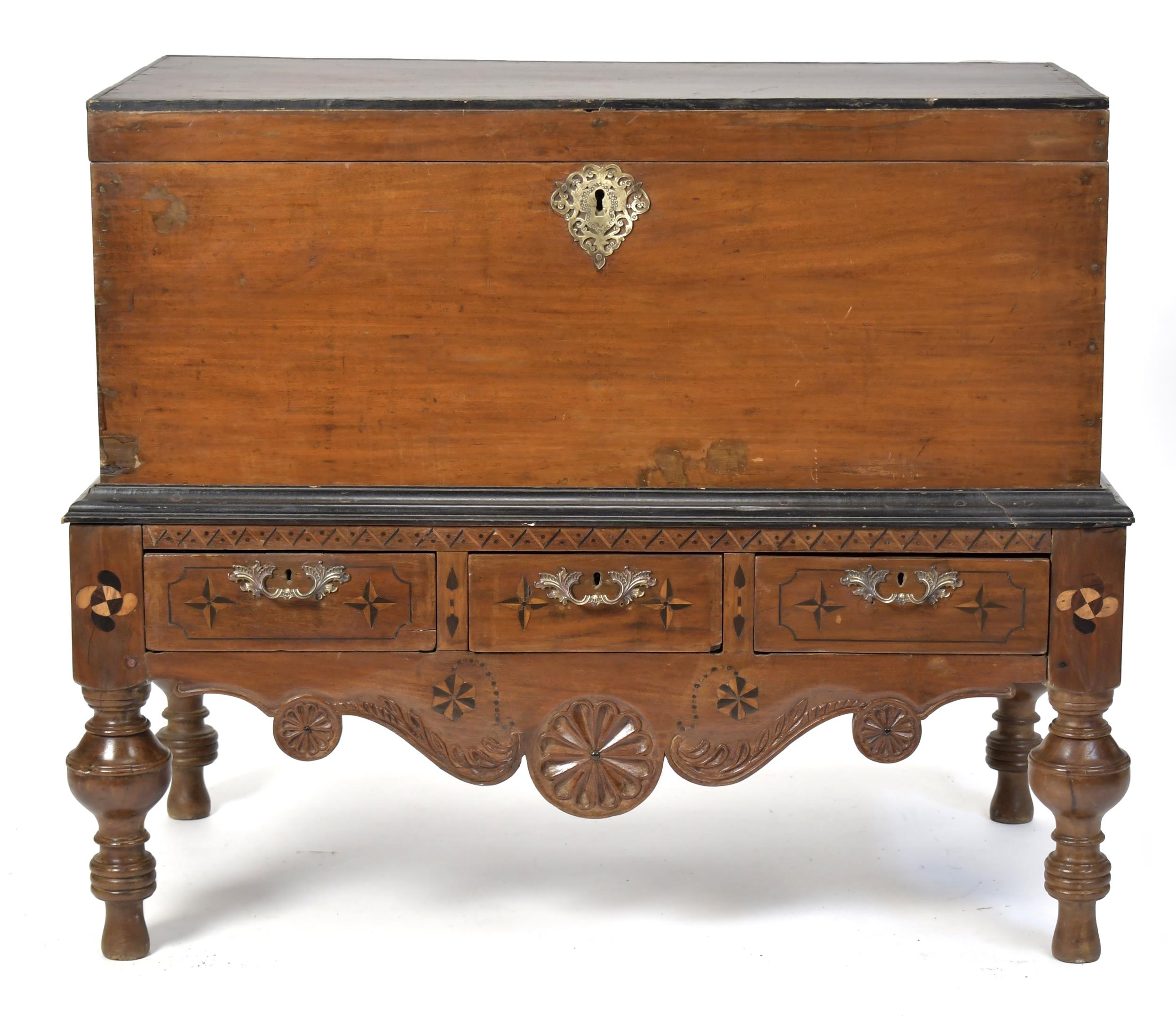 19TH C ANGLO INDIAN TRUNK ON FRAME  3ab12e