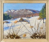 Oil on paper board, New England winter