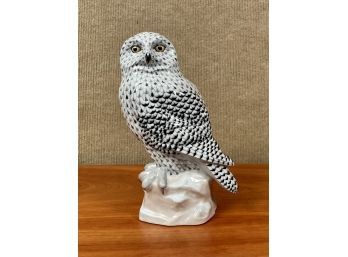 Porcelain Snowy owl with metallic 3ab593
