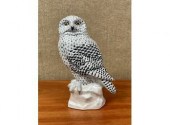 Porcelain Snowy owl with metallic silver
