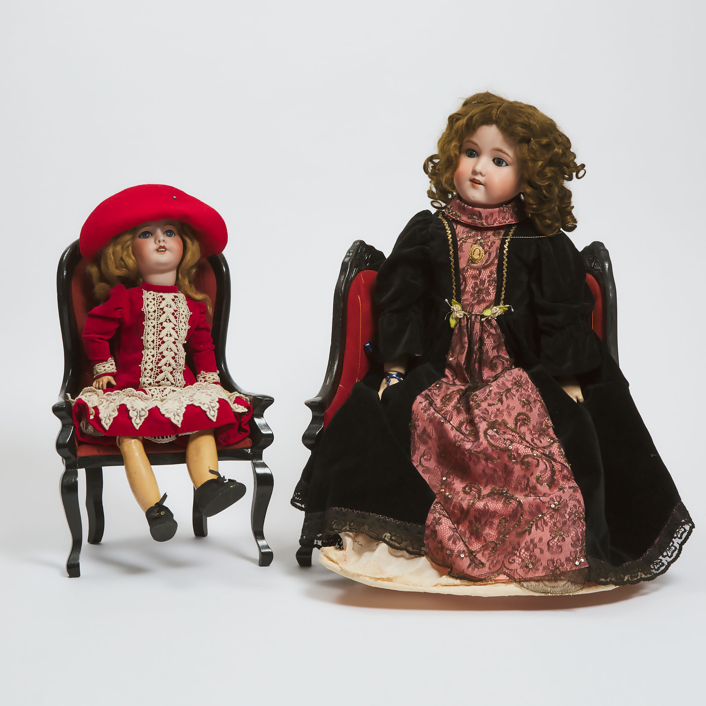 Two Continental Bisque Headed Dolls 3ab7e6