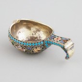Russian Silver-Gilt and Painted Cloisonné
