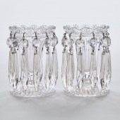 Pair of English Cut Glass Small Lustres,