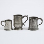 Three English Pewter Mugs, London, 