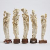 A Group of Five Chinese Carved Ivory