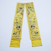 A Pair of Yellow-Ground Embroidered