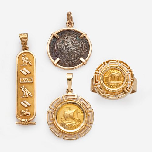 GROUP OF GOLD JEWELRY ITEMS EGYPTIAN  3a9814