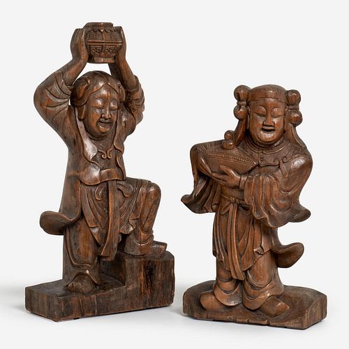 CHINESE PROSPERITY FIGURES PAIR,