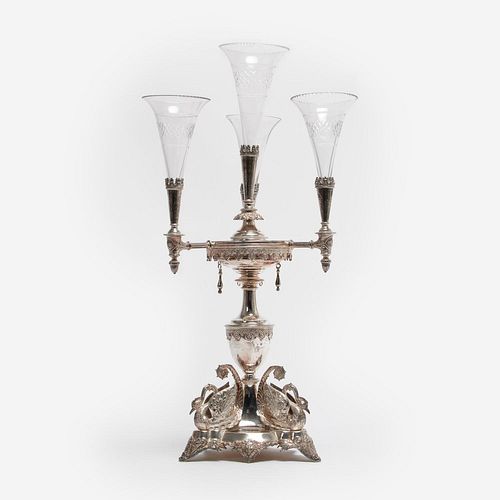 MAPPIN BROS SILVERPLATE SWAN EPERGNE  3a9957