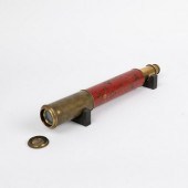 PAINTED LEATHER WRAPPED BRASS TELESCOPEAn