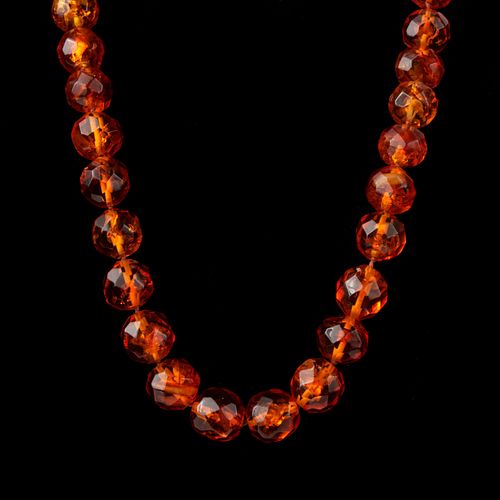 LARGE AMBER FACETED BEAD NECKLACE  3aa08f