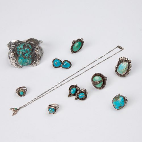 GROUP OF 10 NATIVE AMERICAN TURQUOISE 3aa22f
