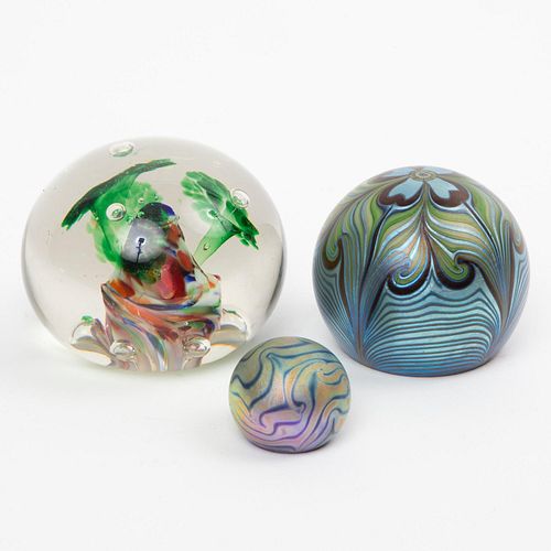 THREE PAPERWEIGHTS INCLUDING ORIENT 3aa3ae