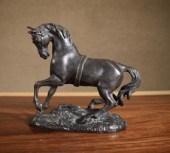 Vintage black stallion cast metal horse