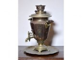 A 20th C. Russian brass samovar with