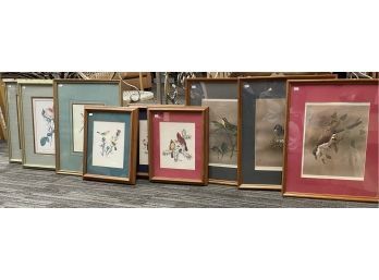 Nine framed reproduction prints,