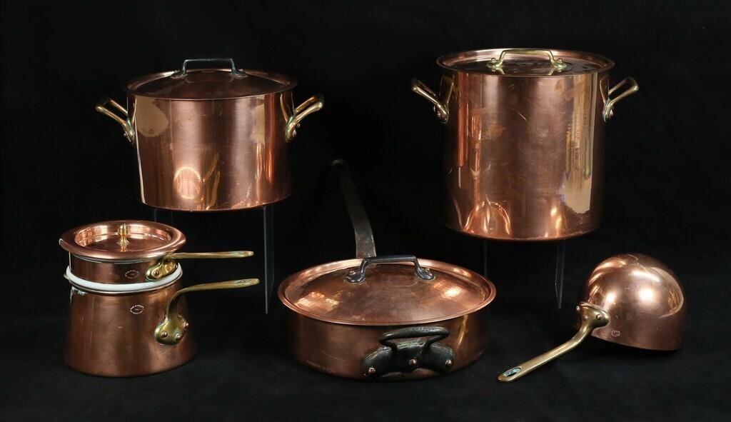 5 PIECES FRENCH COPPER COOKWARE 3ad0cc