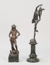 TWO BRONZE SCULPTURES, MERCURY AND DAVIDTwo
