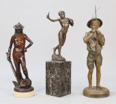 GROUPING OF BRONZE AND SPELTER FIGURAL