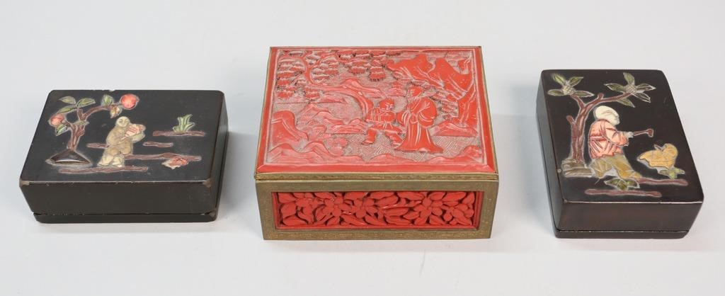 3 CHINESE LACQUER BOXES3 Chinese 3ad475