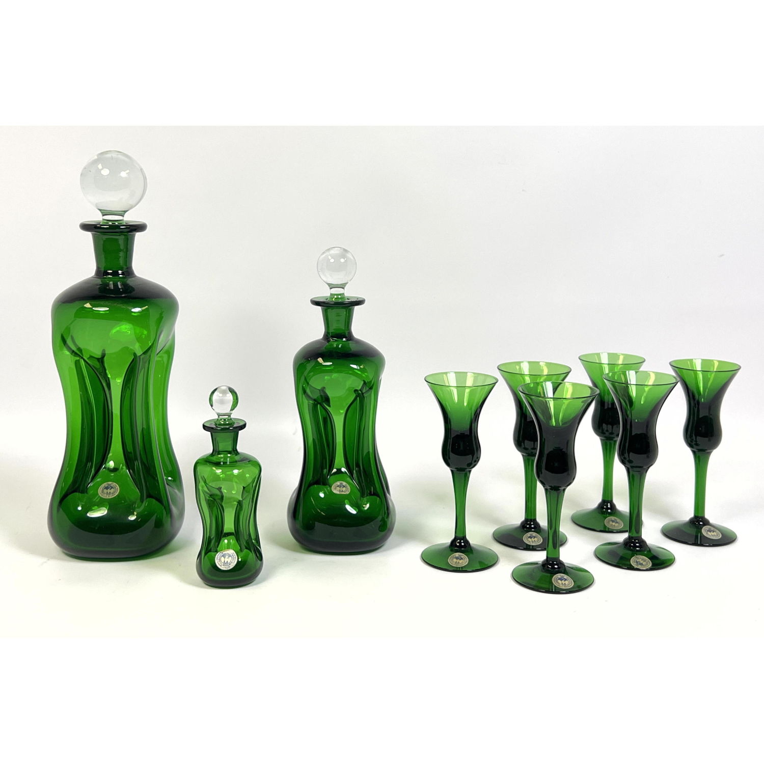 9pc Green Glass KASTRUP HOLMEGAARD 3ad4f0