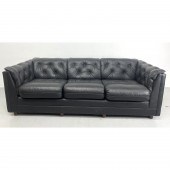 HANCOCK and MOORE Black Leather Tufted