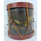 Early American Style Painted Drum Wastebasket.