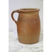 Antique French pottery loop handle jug,